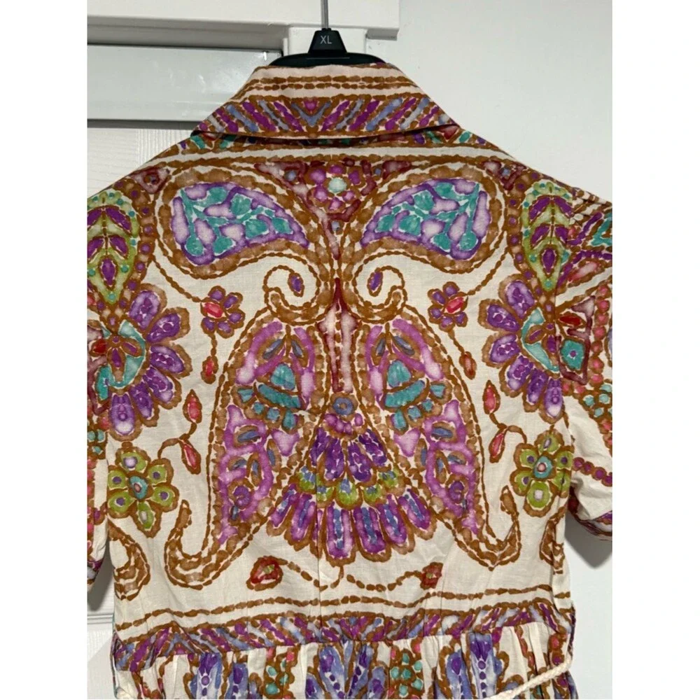 Dream Catcher Women’s Colorful Paisley Poly Mini Shirtdress Size 34 / XS